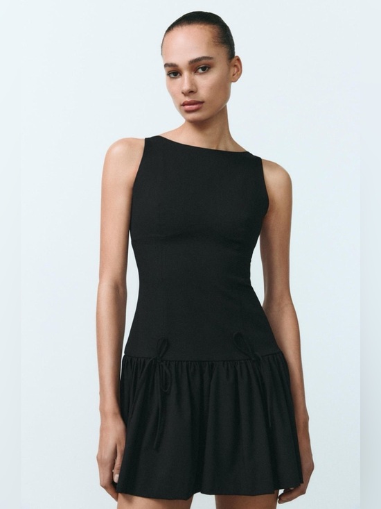 Zara Dresses & Skirts - Zara Black Sleeveless Mini Dress with Bows — Size M
